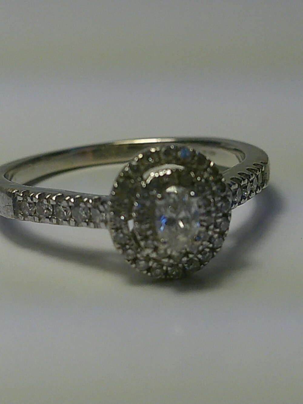 Diamond Halo Ring | 1/2 Carat | Oval Cut | White Metal | Luxury Engagement Ring